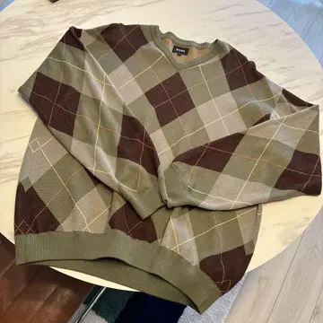 BEAMS 아가일 v넥 니트 스웨터