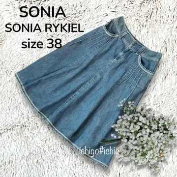 새상품급 SONIA RYKIEL 소니아 리키엘 데님 플레어 스커트 38