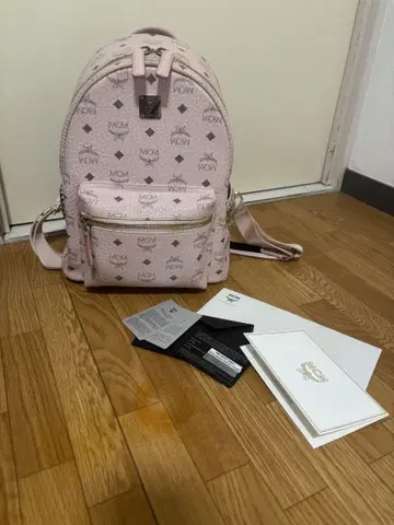MCM 파우더 핑크 백팩 스몰 사이즈