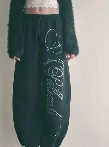 stone-deco sweat pants PELLICULE Black