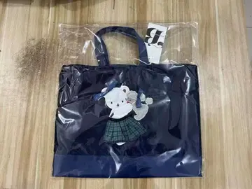 Familiar 곰 자수 네이비 토트백