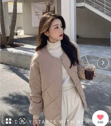 오샤레스 타 퀼팅 노카라 자켓