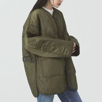[ 익명 배송 ] 퀼팅 노카라 블루종 레이빔즈