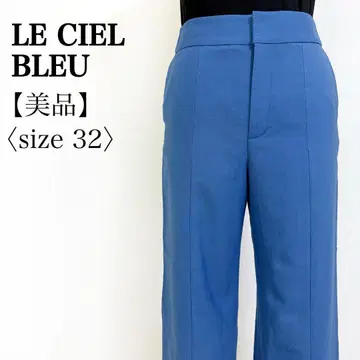 LE CIEL BLEU 울100% 밑단 슬릿 와이드 팬츠 32 블루 계열
