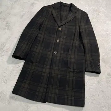 라르디니 체스터 코트 체크 무늬 그린 계열 52 사이즈