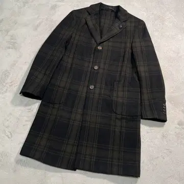 라르디니 체스터 코트 체크 무늬 그린 계열 52 사이즈