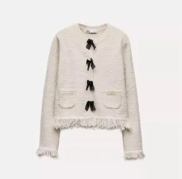 ZARA 화이트 리본 가디건