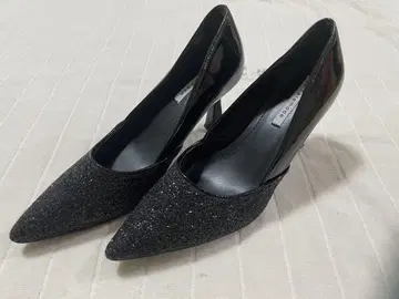 새상품급 haremode 엘레강트 블랙 글리터 하이힐 23CM