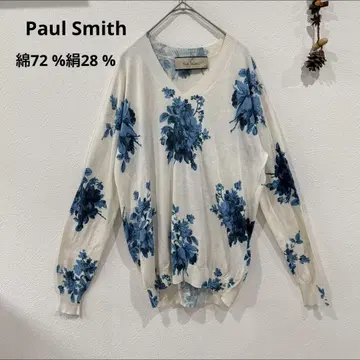 Paul Smith 폴스미스 V넥 니트 스웨터 꽃무늬 블루 계열
