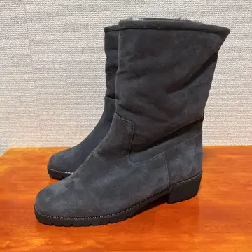 1회 착용 긴자 요시노야 숏부츠 22cm 그레이 스웨이드