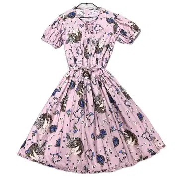 [ 새상품급 ] PINK HOUSE 블루베리팜 프린트 미디 원피스