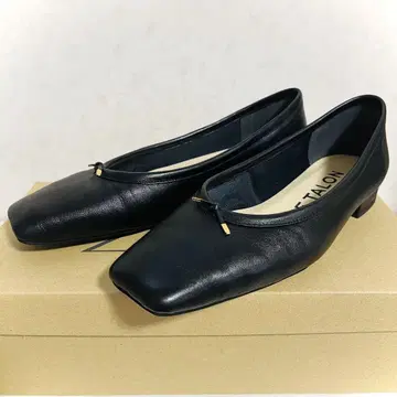 [ 새상품급 ] 루탈론 가죽 스퀘어 보로네제 발레 슈즈 23.0cm 블랙