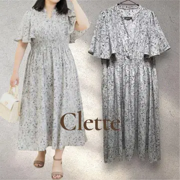 [ 새상품급 ] Clette 오리지널 케이프 소매 꽃무늬 원피스