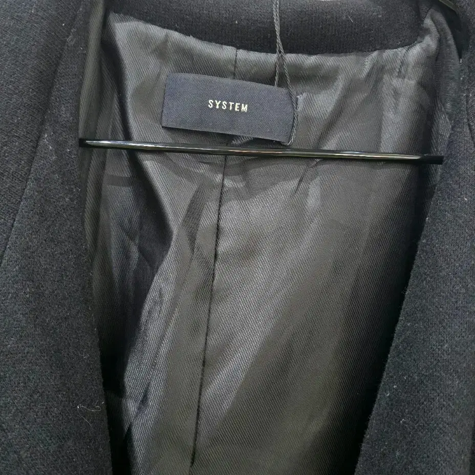 시스템 카키색 모직 하프 코트