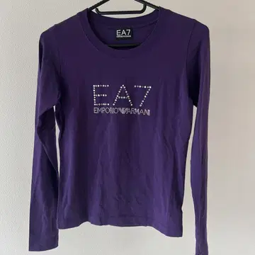EMPORIO ARMANI 퍼플 긴팔 T셔츠 스톤 장식