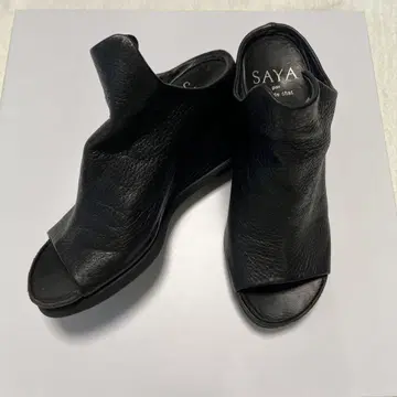SAYA 오픈토 샌들 블랙 S 사이즈 소프트 가죽