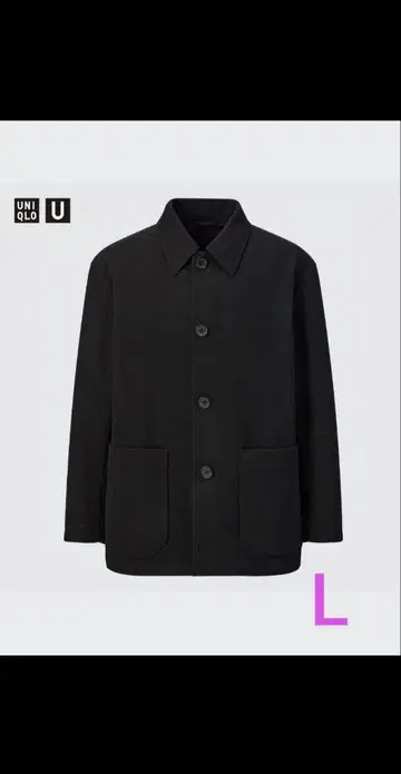 UNIQLO U 울 블렌드 셔츠 자켓 L 블랙 커버올