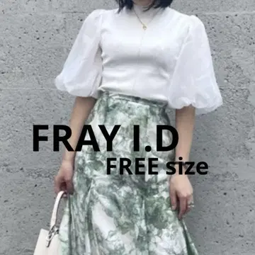 FRAY I.D 프레이 아이디 화이트 오부 소매 니트 쉬폰
