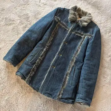 [USED] BACK BORN 퍼 데님 자켓 M 인디고