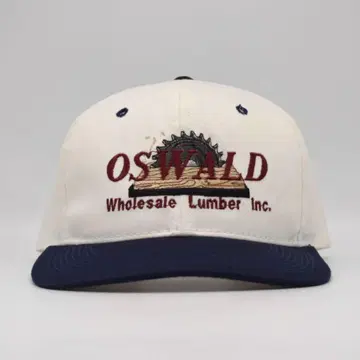 OSWALD 오즈월드 목재 기업 로고 자수 2톤 캡 구제 의류 화이트