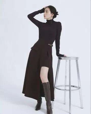 anuans 비대칭 레이어드 스커트 블랙 S