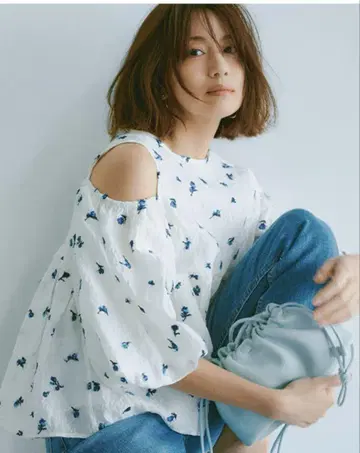 마이 스트라다 자수 자카드 블라우스