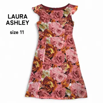 LAURA ASHLEY 로라 애슐리 원피스 실크 꽃무늬 무릎 아래 길이