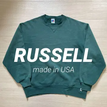 Russell 러셀 페이드 무지 맨투맨 USA제 L 그린