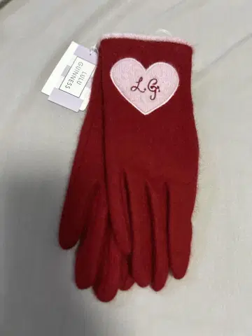 Lulu Guinness 하트 자수 빨간색 장갑 택 포함 새상품