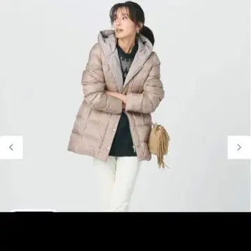 23구 워셔블 실레타프타 후드 숏 다운 코트 베이지 38 새상품급