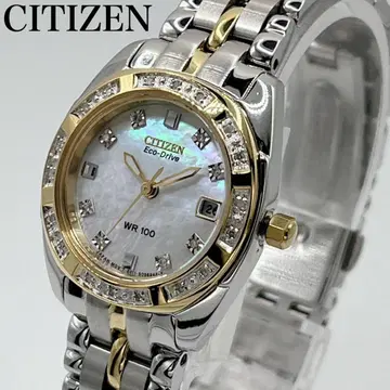 CITIZEN 에코 드라이브 쉘판 다이아 베젤 솔라 손목시계