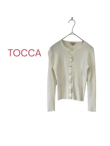 TOCCA 토카 화이트 가디건 XS 긴팔 화이트 골드 버튼 리브 니트