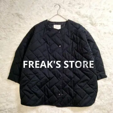FREAK'S STORE 2way 퀼팅 자켓 스퀘어 벽돌 블랙