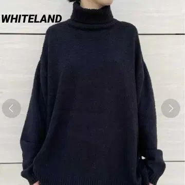 WHITELAND 화이트랜드 하이넥 니트 블랙 루즈핏