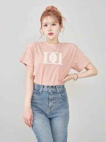 darich 퀼팅 아플리케 비쥬 T셔츠