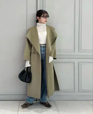 Mila Owen 롱 코트 올리브 그린