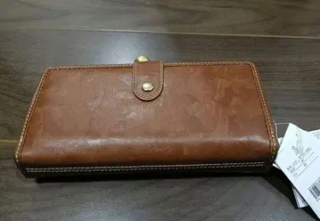 고양이 형압 브라운 장지갑 미사용 택 포함