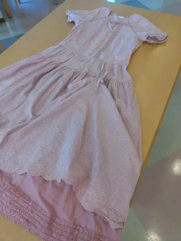 핑크하우스 믹스깅엄 원피스