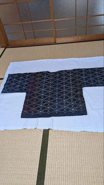 사시코 마쓰자카 목화 네이비 나염 겉옷 겉옷 겉옷 린넨 아사노하 가메코