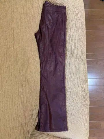 C DIEM 워셔블 가죽 팬츠 버건디 XL