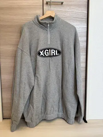 x-girl 그레이 하프 지퍼 맨투맨