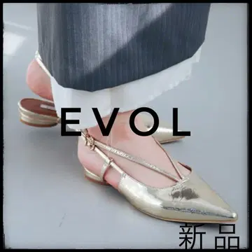 미사용 EVOL 골드 스틸레토 펌프스 23.5cm 플랫