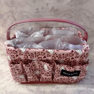 산리오 아베일 키티 레오파드 무늬 핑크 메이크업 보관 케이스