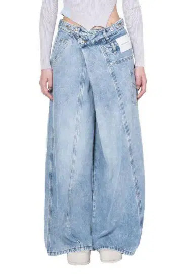 feng chen wang asymmetry wide leg jeans