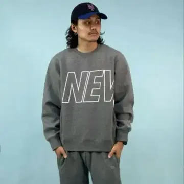 뉴에라 드라이 맨투맨 빅 로고 그레이&화이트 구제 의류