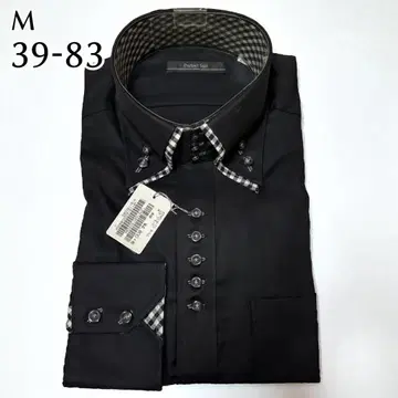 체크 절개 디자인 블랙 긴팔 셔츠 M 39-83 개성있는 긴팔