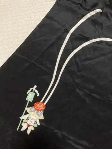 주사부로 오비 장식 천 스카프 스톨 블랙