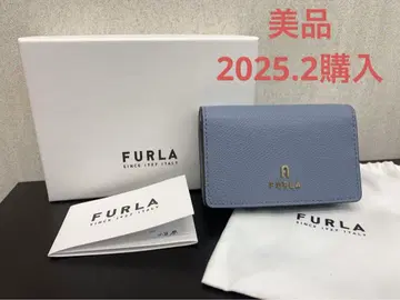 새상품급 FURLA 훌라 카드 케이스 까멜리아 명함지갑 블루