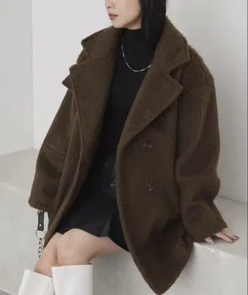 MONO-MART 2WAY 샤기 멜톤 코쿤 실루엣 미들 P 코트