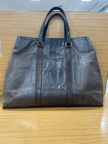 다니엘앤밥 크로커다일풍 가죽 토트백 브라운